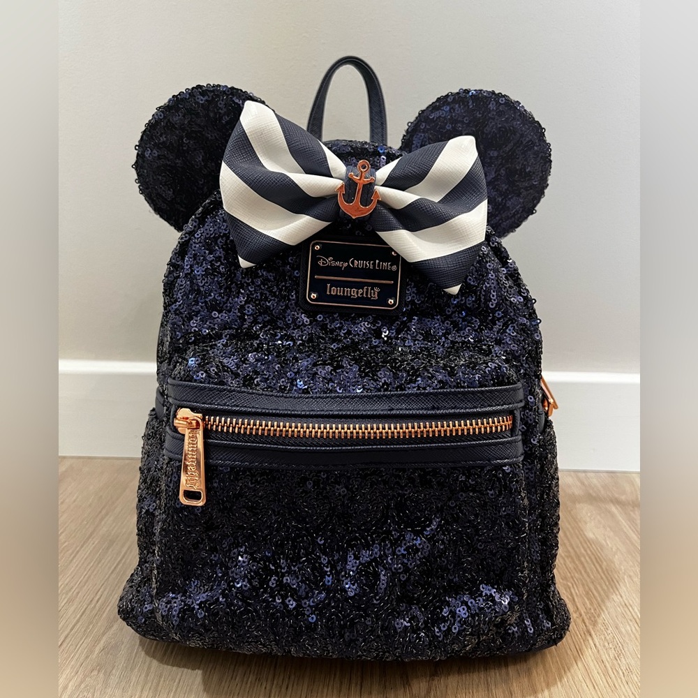 Disney Cruise Line Loungefly Navy Sequins and Rose Gold Accents
